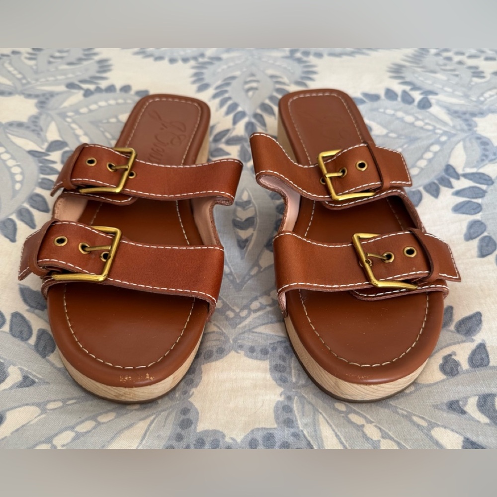 J. Crew Leather Buckle Clog Sandals - Women's Slide Mules. Brand new.